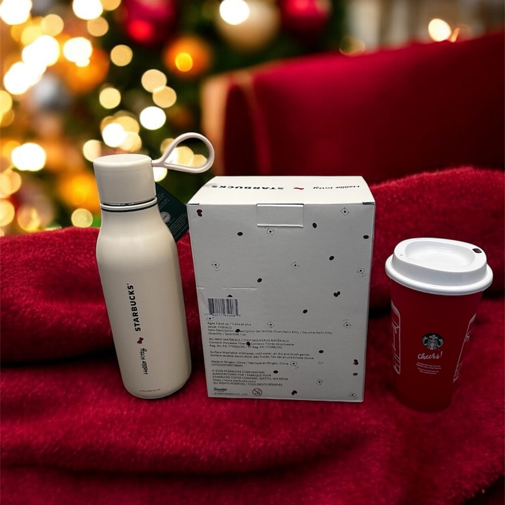 ❤️Starbucks x Hello Kitty 2025 Holiday Bottle, Boxed Plush, & Red Cup Bundle❤️ - Picture 2 of 6